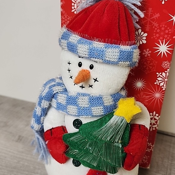 Vintage Fiber Optic Glowing Christmas Plushees Snowman 11" Hanging Standing - Picture 7 of 11